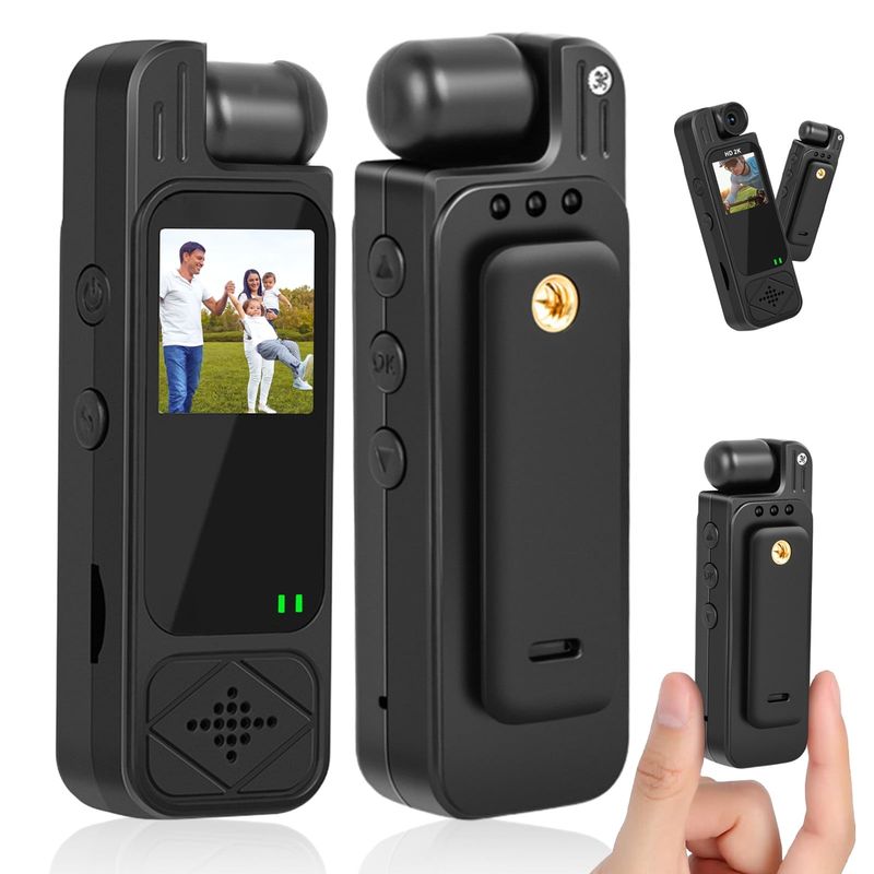 Action Camera, Body Camera, HD Lens 120 Degree Wide Angle Lens (180 Degree Rotatable), Support Video&Photo Editing External Microphone Vlog Camera_voghion.com
