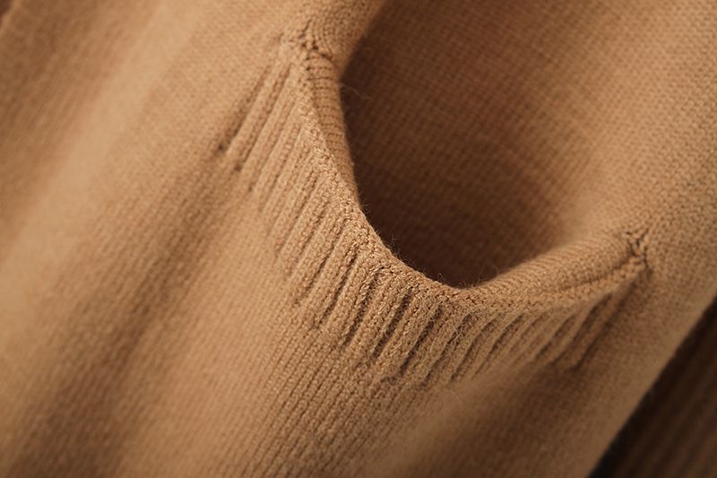 Damenbekleidung Herbst- und Winter-Strickpullover mit Doppeltaschen, mittellanger und langer Strickjackenpullover für Damen_voghion.com