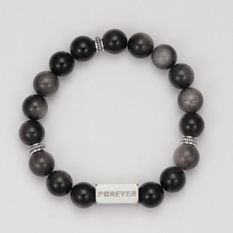 Bransoletka z koralików ze srebra dla chłopców i dziewcząt, litery ze stali tytanowej FOREVER Forever Accessories Couple Jewelry Bracelet_voghion.com