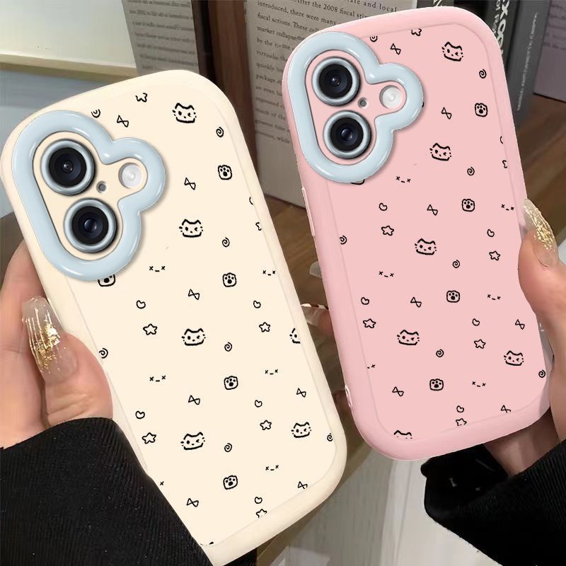 TechGlobe TechGlobe Kitten Label Compatible With For Women Silicone Soft 16 Pro Phone Case New 13 Ins Style_voghion.com