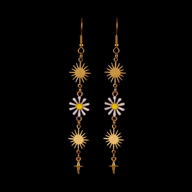 Gioielli e accessori Orecchini pendenti in metallo con sole, luna e loto_voghion.com