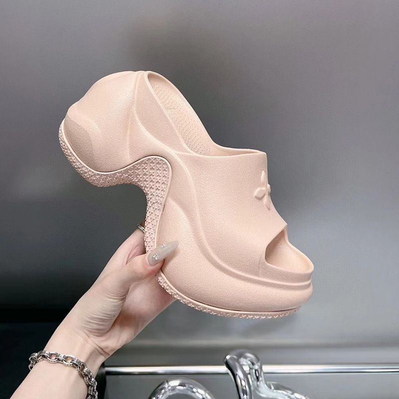 25ss Cross 9cm Topversie Bloem Dikke Zool Pantoffels Voor Vrouwen Zomer Buiten 2025 Mode Nieuwe Platform Hoogte Verhoging_voghion.com