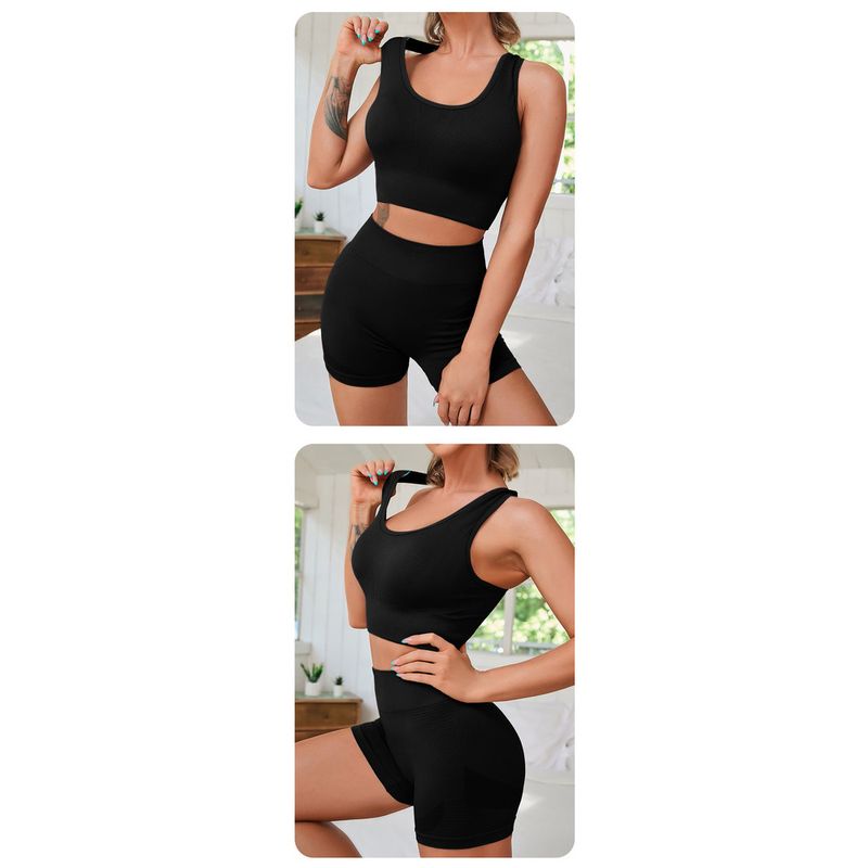 Set sportivo senza maniche per donna, con controllo della pancia a vita alta, modellante per i glutei, aderente e ad asciugatura rapida, per corsa e yoga_voghion.com