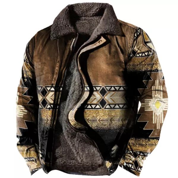 Tasche laterali spesse, cerniera casual, giacca da uomo in cotone a maniche lunghe color marrone lupo, vestibilità ampia. Uomo_voghion.com
