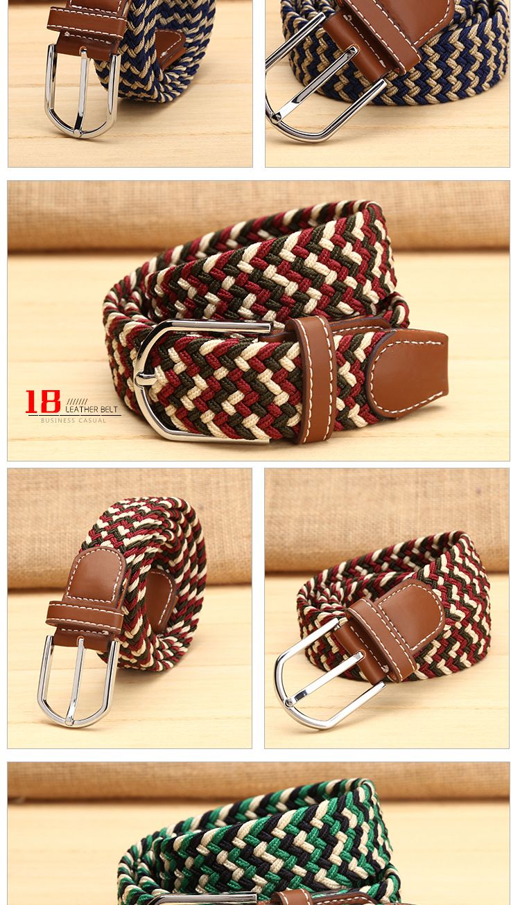 Unisex 39 color elastic woven elastic belt men's and women's belt canvas belt_voghion.com