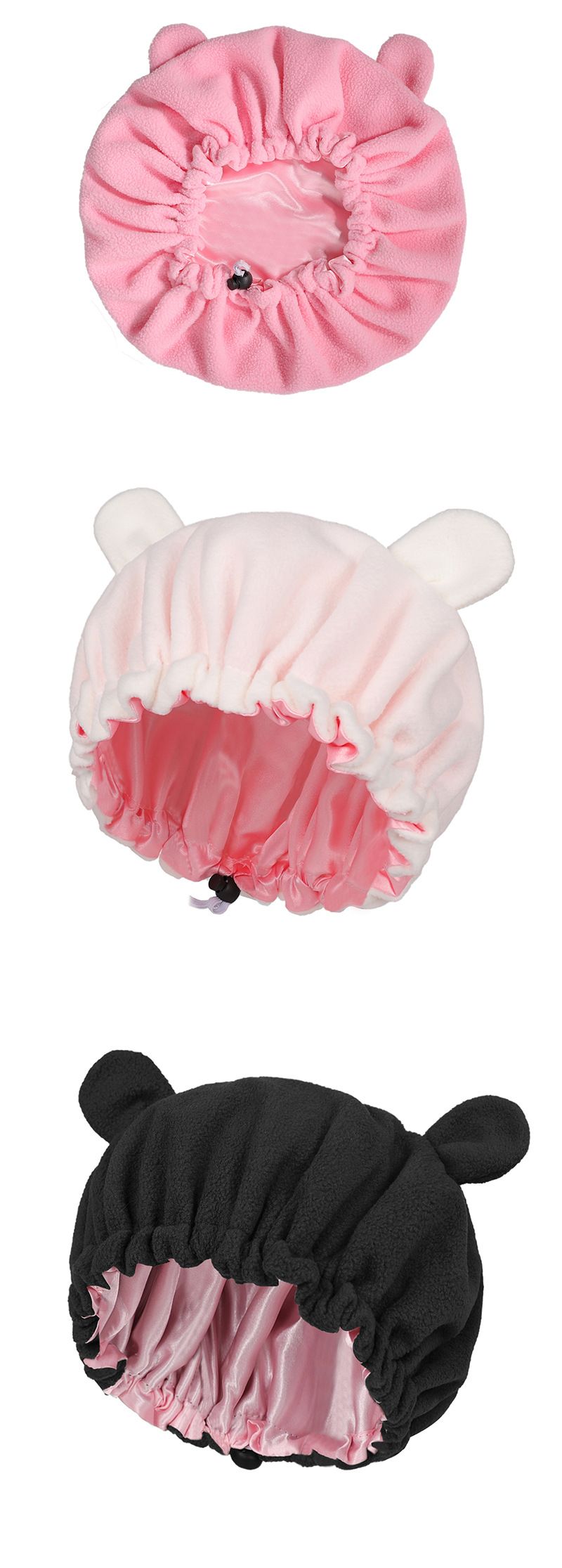 New Children's 3D Sleeping Cap Hot Sale Coral Fleece Thickened Bear Dry Hair Cap Baby Fetal Cap_voghion.com
