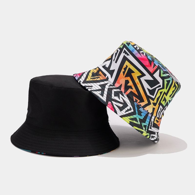 Nuevo gorro de pescador de doble cara con letras de grafiti para mujer, moderno y plegable para hombre._voghion.com
