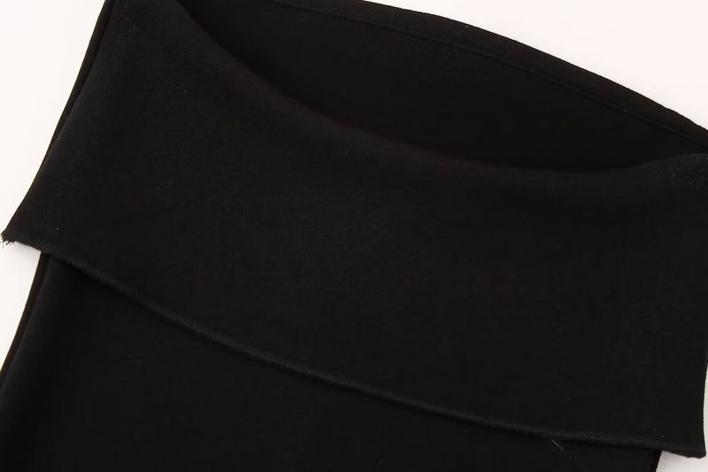 Nuovo abito da donna in maglia elasticizzata, tinta unita, con spalle scoperte_voghion.com