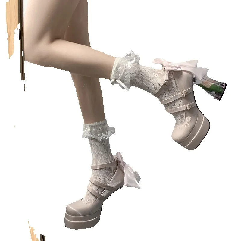 Round-Toe Chunky Heel Pumps Height-Boosting Low-Cut Pumps Stylish And Versatile_voghion.com