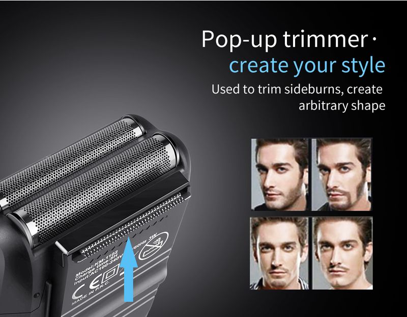 Kemei Cordless Shaver - Rasoio elettrico a doppia lama alternativo per uomo, sistema di rasatura del viso Wet/Dry_voghion.com