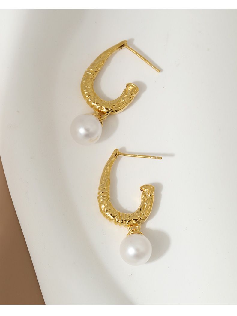 S925 Sterling Silver Crystal Pearl Earrings Light Luxury Women's Temperament Vintage Earrings Gold Plated Fashion Earrings_voghion.com