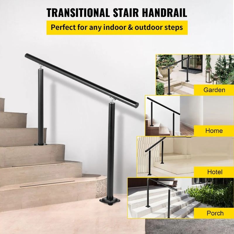 Handrails Kit Outdoor FT Steps 13 Railing Adjustable Stair Fo Rail Elderly 3 Stair For The Black Angle Aluminum Handrails Hand_voghion.com