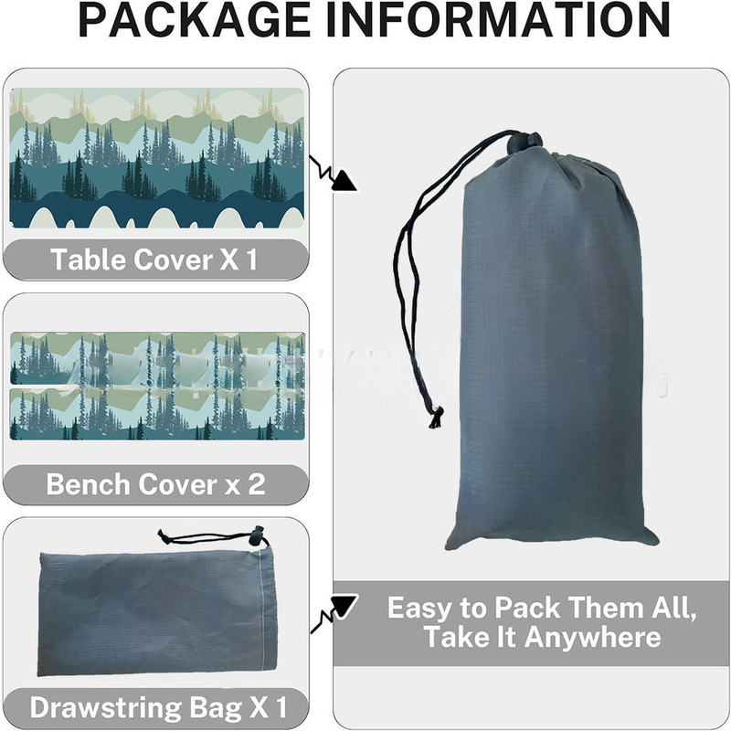 2025 New Garden Three-Piece Set Picnic Tablecloth Stool Full Polyester Micro Elastic Table Cover Waterproof Oil-Proof_voghion.com