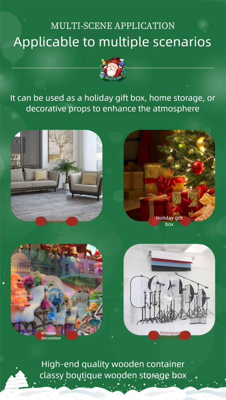 Christmas PU Leather Jewelry Box - Wooden Storage Box With Handle, Treasure Miscellaneous ID Case_voghion.com