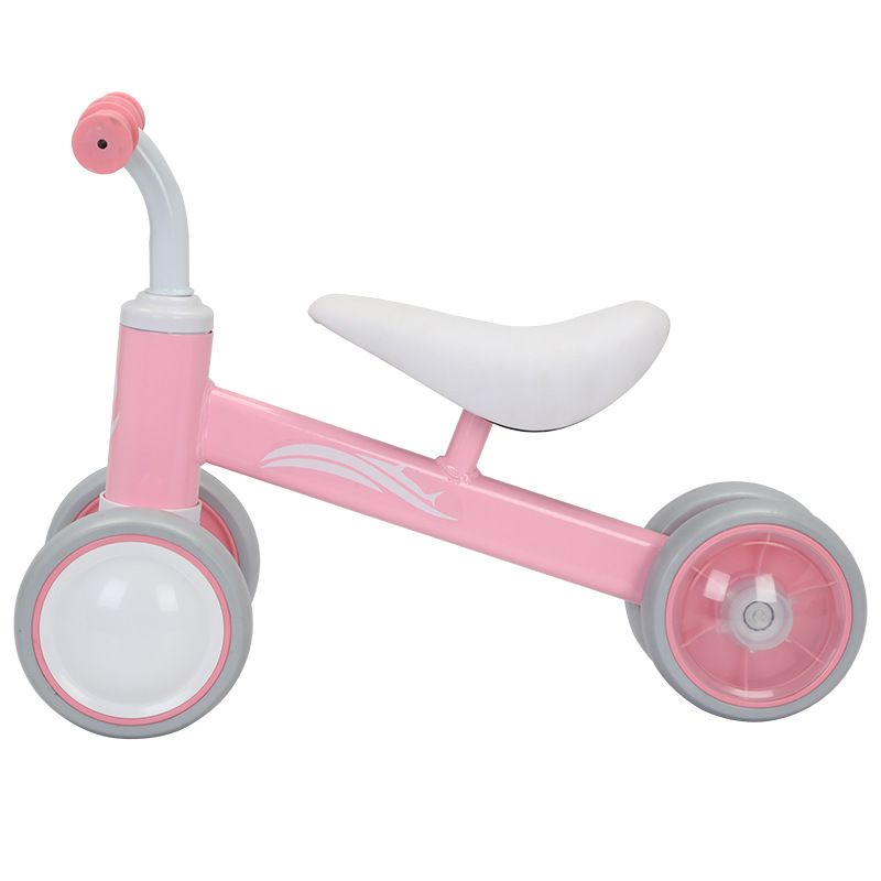 Vélo d'équilibre pour bébé, éclairage coloré, cadeau d'anniversaire pour bébé de 10 à 36 mois, sans pédale, quatre roues silencieuses et siège souple, jouets d'éveil préscolaire_voghion.com