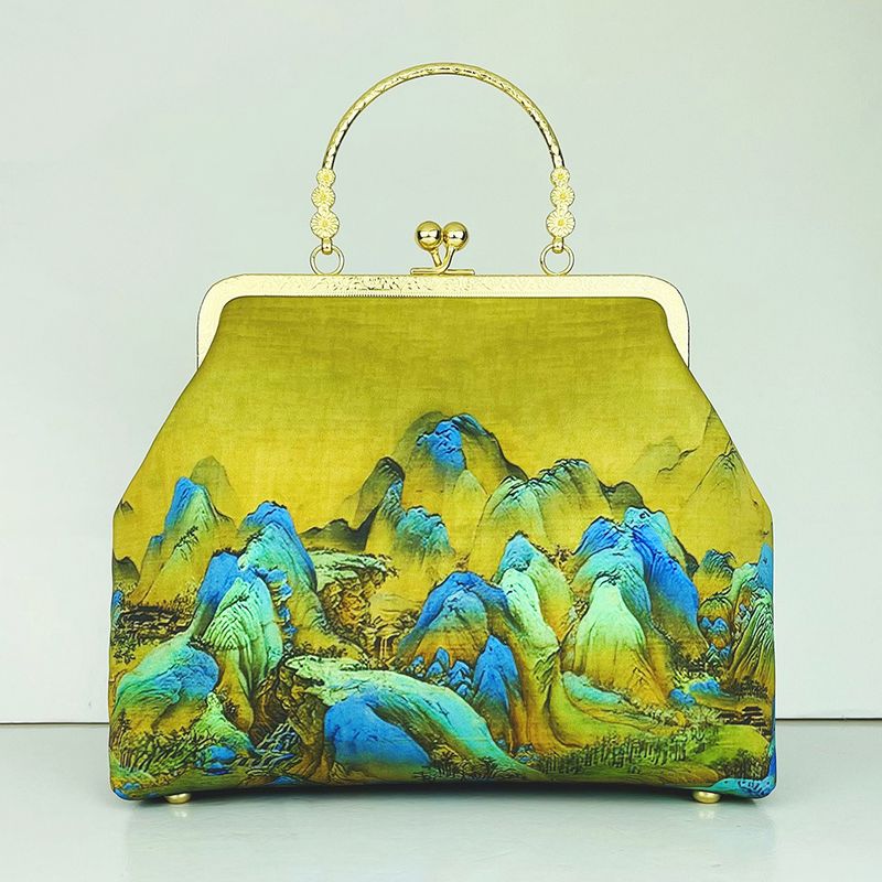 Thousands of miles of country and mountains, Chinese style versatile crossbody single shoulder portable gold bag women's bag_voghion.com