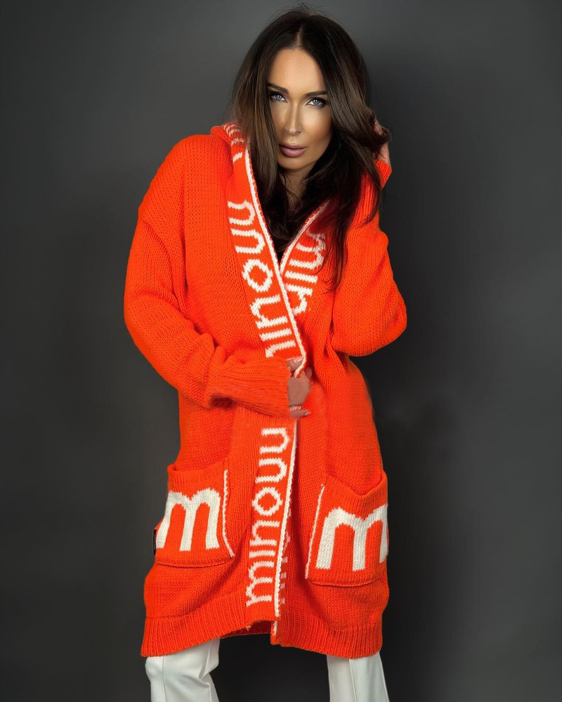 Women's Clothing Hooded Letter Sweater Sweater Knitted Jacket_voghion.com