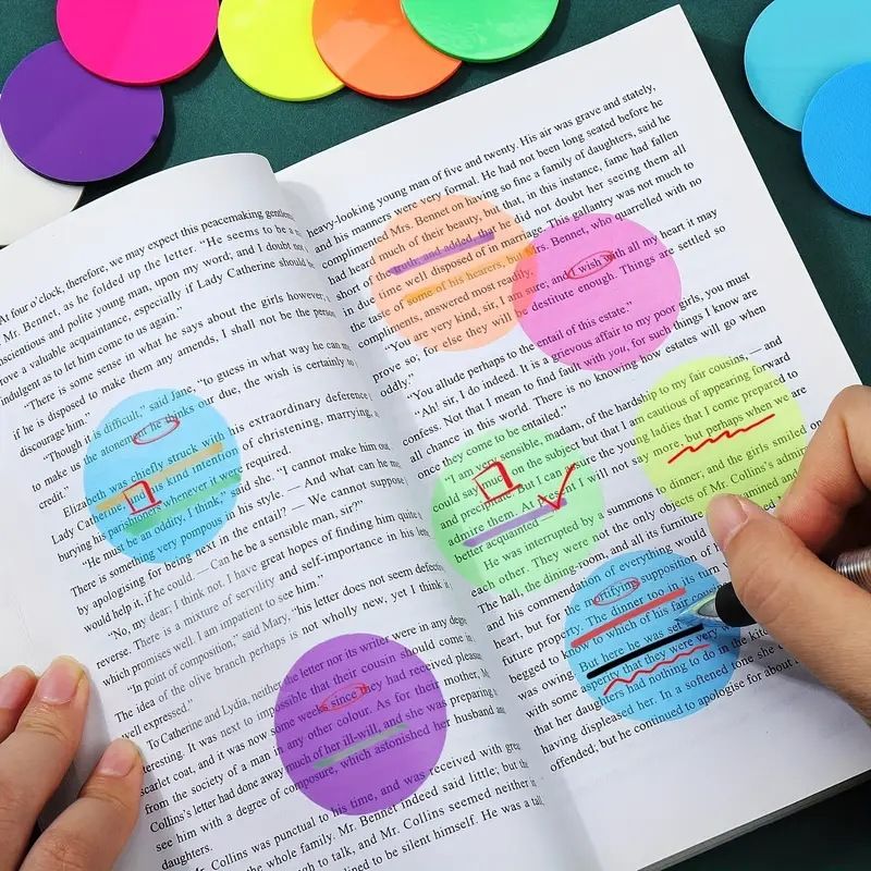 Transparent Waterproof Index Tabs, Round Sticky Notes For Books, Office & School Supplies, Colorful Page Markers, Reusable & Self-Adhesive, 16 Colors_voghion.com
