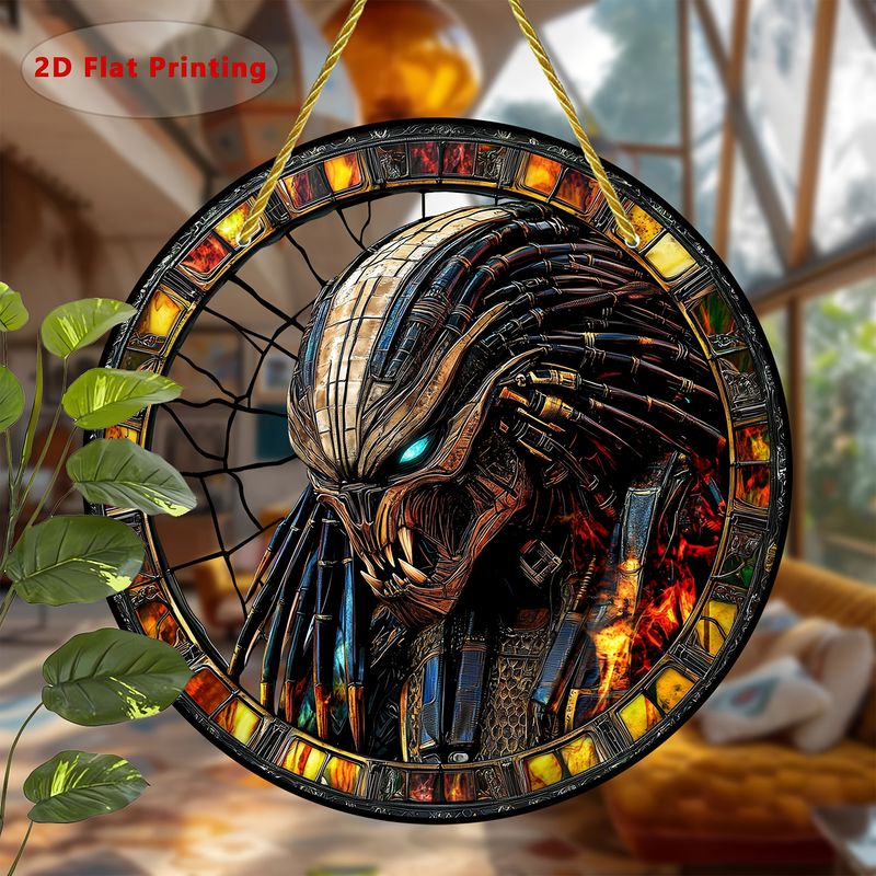 Alien Warrior Suncatcher - 8" Colorful Acrylic Art. Intergalactic Decor For Garden Or Home, Perfect As A Unique Gift._voghion.com