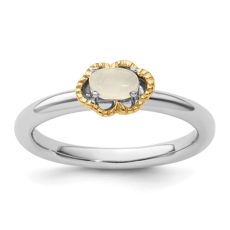 Sterling Silver & 14k Stackable Expressions Moonstone Polished Ring_voghion.com