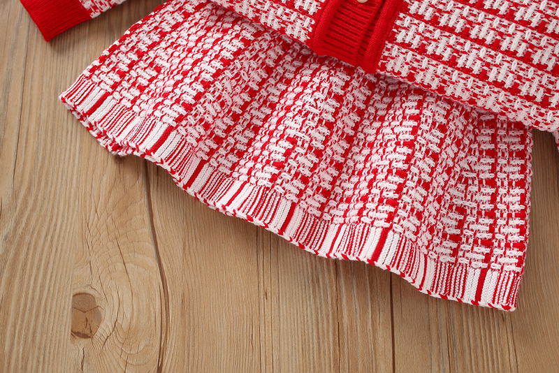 Girls' Sweater Set Foreign Style Small Fragrance Children's Clothing Red Knit Children Fashion Two-piece Set_voghion.com