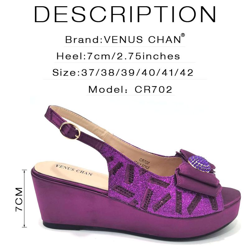 Damenschuhe Große Damenschuhe Schuhe für Geburtstagsfeiern Kleiner Keilabsatz Schuhe mit dicker Sohle und gleichem Design Clutch Bag Diamond Flower_voghion.com