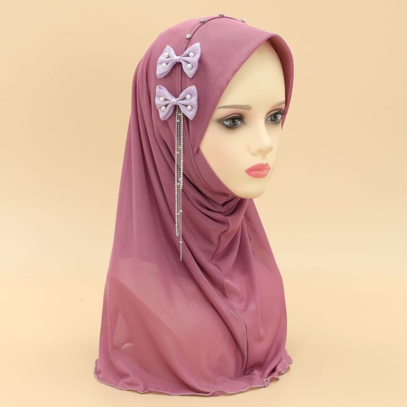 Dame hijab hotselgende ensfarget sløyfe dusk netting myk brem dame chiffon hodeskjerf skjerf_voghion.com