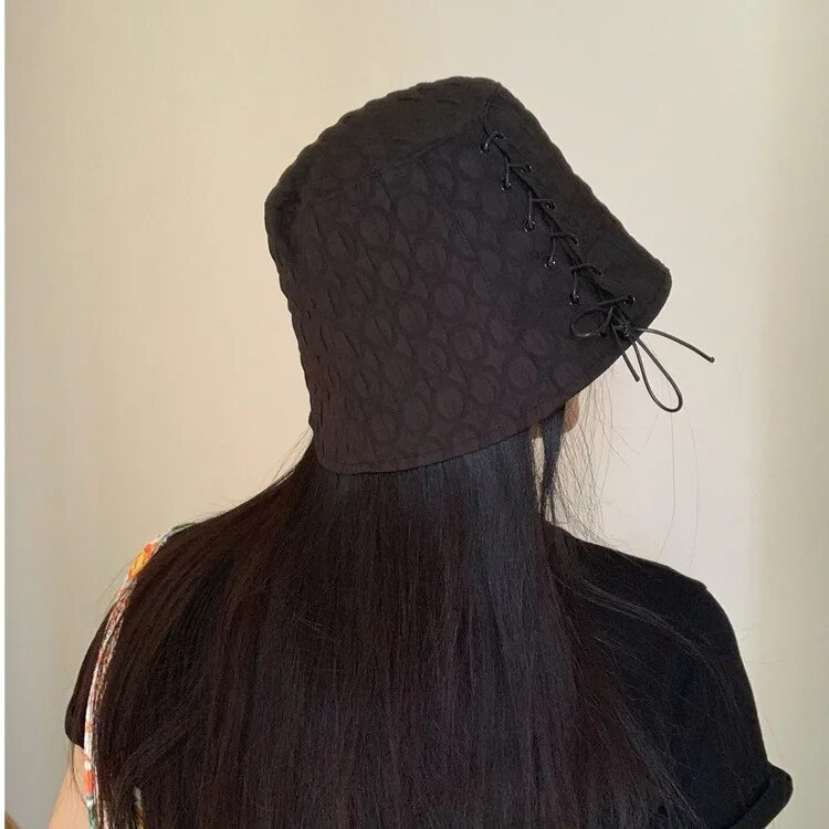 Chapeau de pêcheur à bretelles pour fille très douce, nouveau printemps et été, Style coréen, doux et polyvalent, couvrant le visage, Protection solaire, chapeau seau respirant_voghion.com