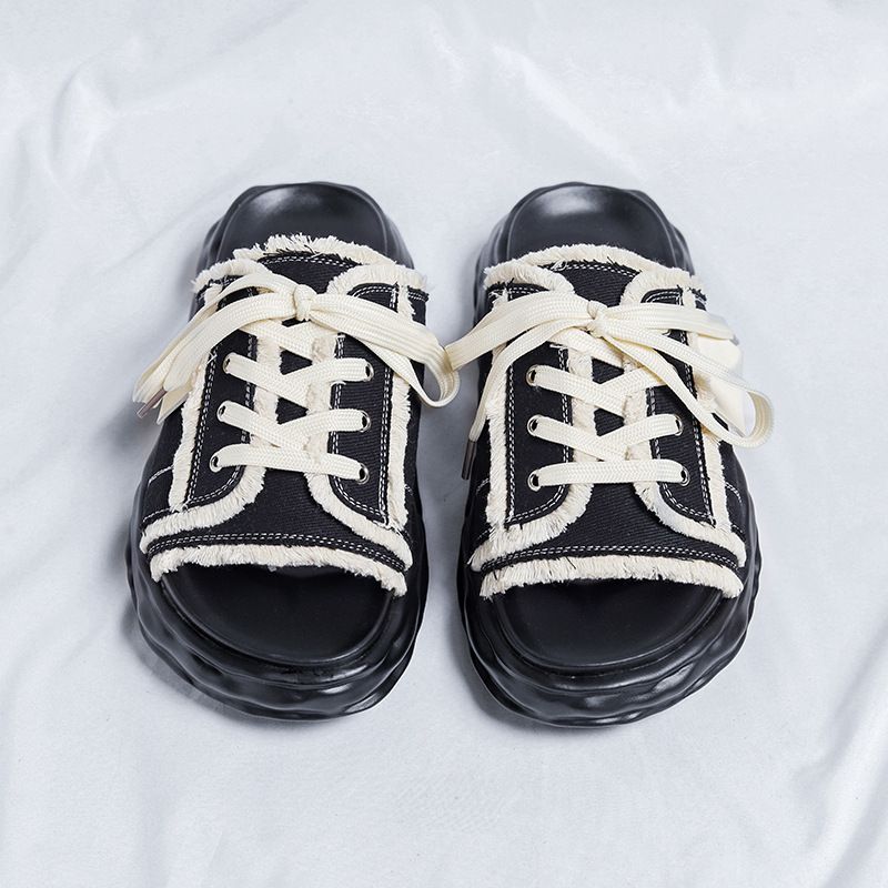 Kvast-hjemmesko til mænd, sommer- og udendørstøj, trendy mærke-klipklappere, alsidige højdeforøgende sandaler i skridsikre designs_voghion.com