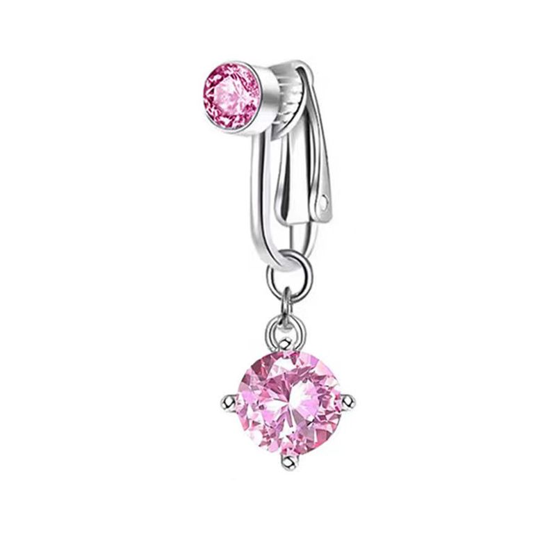 Piercing ombelico a clip con farfalla, in rame e zircone rosa, finto piercing all'ombelico, gioiello per il corpo, stile alla moda alla moda_voghion.com