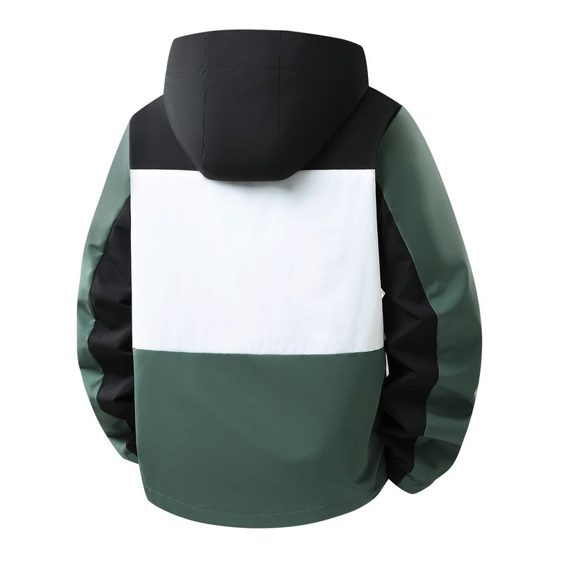 Slim-Fit-Kapuzenjacke für Herren – Leichte Polyester-Windjacke mit Stehkragen für Outdoor- und Freizeitkleidung (Grün, Blau)_voghion.com