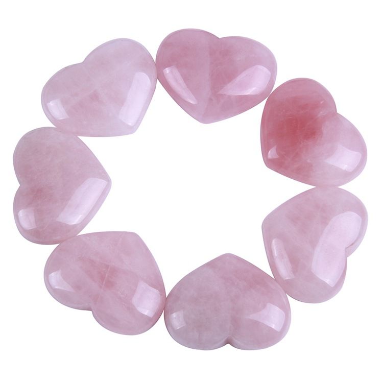 Factory Direct natural pink crystal heart-shaped ornaments jade peach heart crystal jewelry hibiscus stone heart-shaped crafts_voghion.com