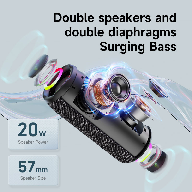 ZEALOT S49 Pro Bluetooth Speaker TWS Wireless Soundbar 20W Bærbar Heavy Bass Stereo Lyd RGB Baggrundslys Støjreducerende mikrofon_voghion.com