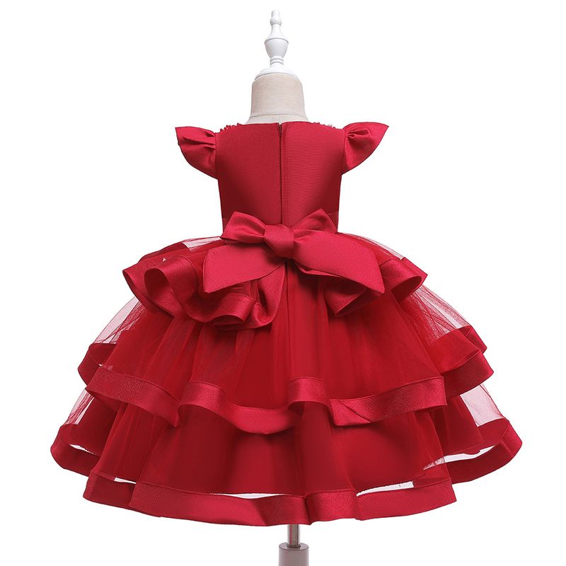 Robe de spectacle perlée pour enfants européens et américains, robe bouffante multicouche pour fille, robe de Noël pour enfants_voghion.com