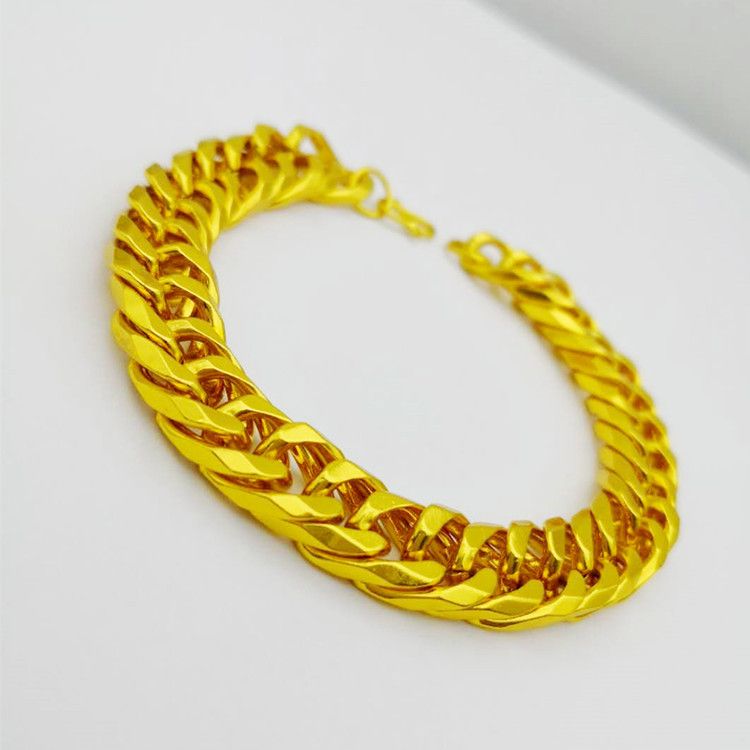 Bracciale cubano dominante a catena da 12 mm di spessore in oro di lusso per uomo_voghion.com