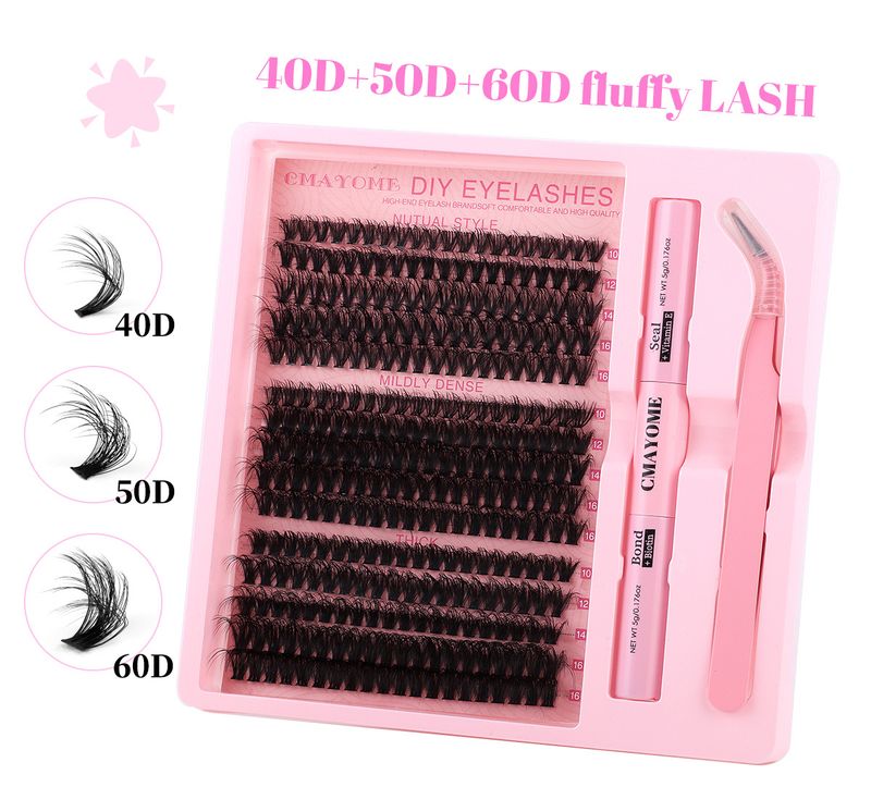 False Eyelashes Segmented Single Cluster DIY False Eyelash Extension Kit 3D Natural Fluffy Thick Curled Eyelashes_voghion.com