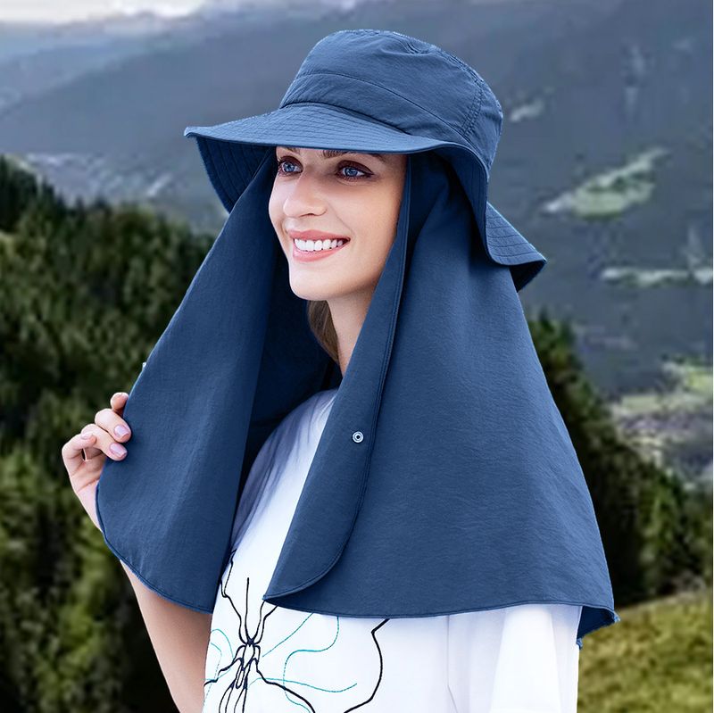 Neuer großer Schalhut für Damen, Sonnenhut mit großer Krempe, Sommerhut mit Vollgesichtsmaske für den Außenbereich, All-in-One-Sonnenhut mit großer Krempe_voghion.com