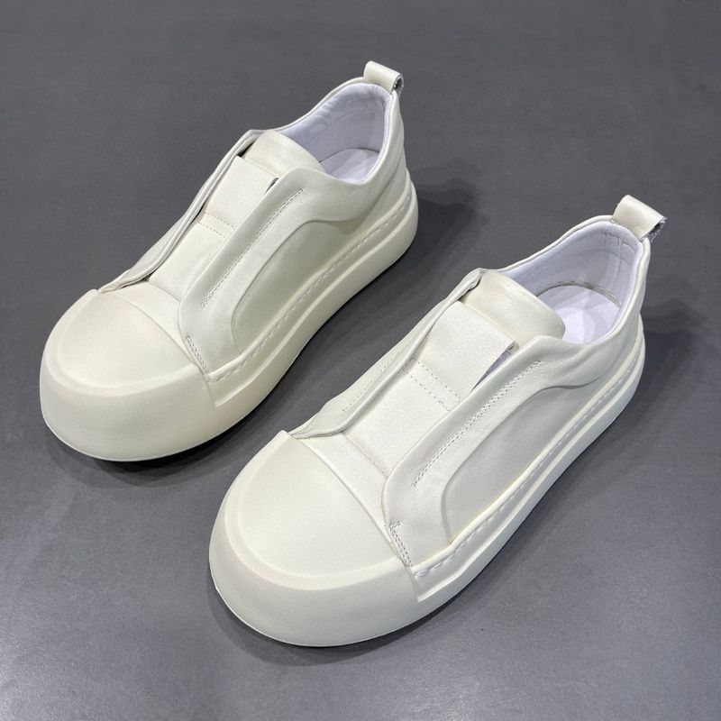 Sapatos de couro casual da moda 2025 One Step com sola grossa branca para homens_voghion.com