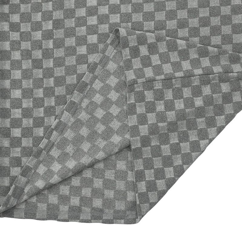 Herrenbekleidung Rundhals-Shirt Langarm-Shorts-Anzug lockerer lässiger Schachbrett-Sport-Zweiteiler_voghion.com