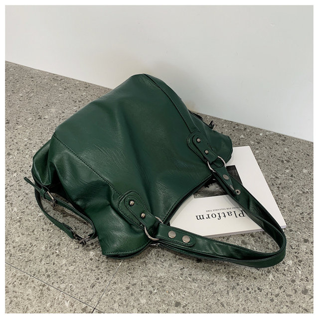 Big Black Shoulder Bags for Women Large Hobo Shopper Bag Solid Color Quality Soft Leather Crossbody Handbag Lady Travel Tote Bag_voghion.com