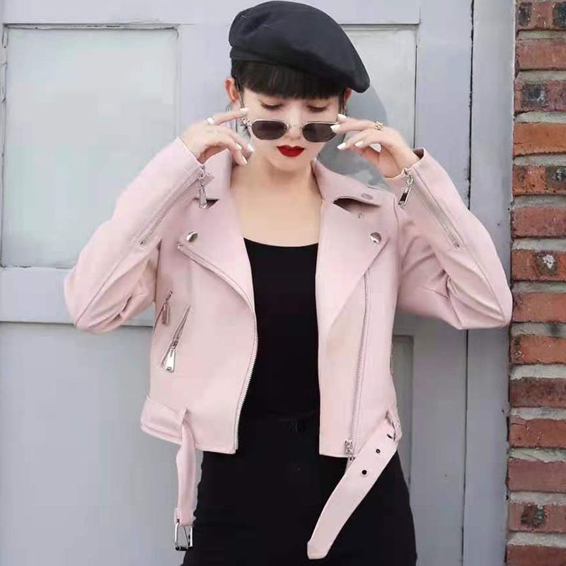 Per le donne 2023 primavera e autunno nuovo stile coreano elegante moto casual cintura corta piccola giacca di pelle_voghion.com