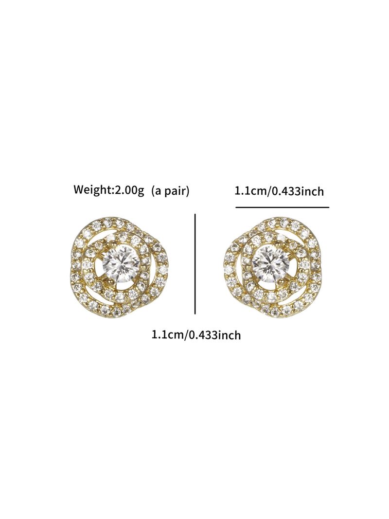 Full Dia Hollow Rose Zircon Simple Small Exquisite Summer High End Earrings For Women_voghion.com