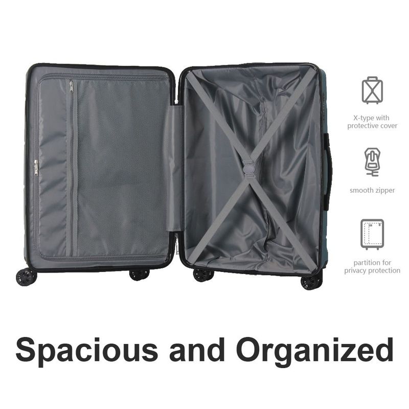 3-Piece Luggage Sets (20", 24", 28"), Suitcase With Wheels, Hardside Suitcase With Four Spinner Wheels And Scratch-Resistant Surface, Blue_voghion.com