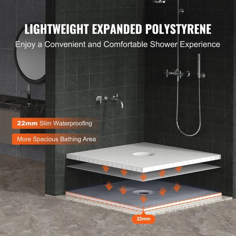 Lightweight Shower Pan Waterproof Cloths 36x36 6.3 Shower Curb Kits Central Drain Kit With With 2 Installation EPS Kit Shower_voghion.com