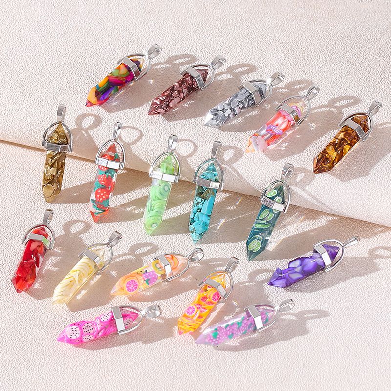 Natural stone pendant amethyst pink crystal hexagonal column pendant double pointed bullet single pendant accessories_voghion.com