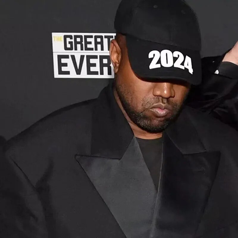 Új divatos Kanye West Street Apparel egyszínű betűs hip-hop 2024-es baseball sapka_voghion.com
