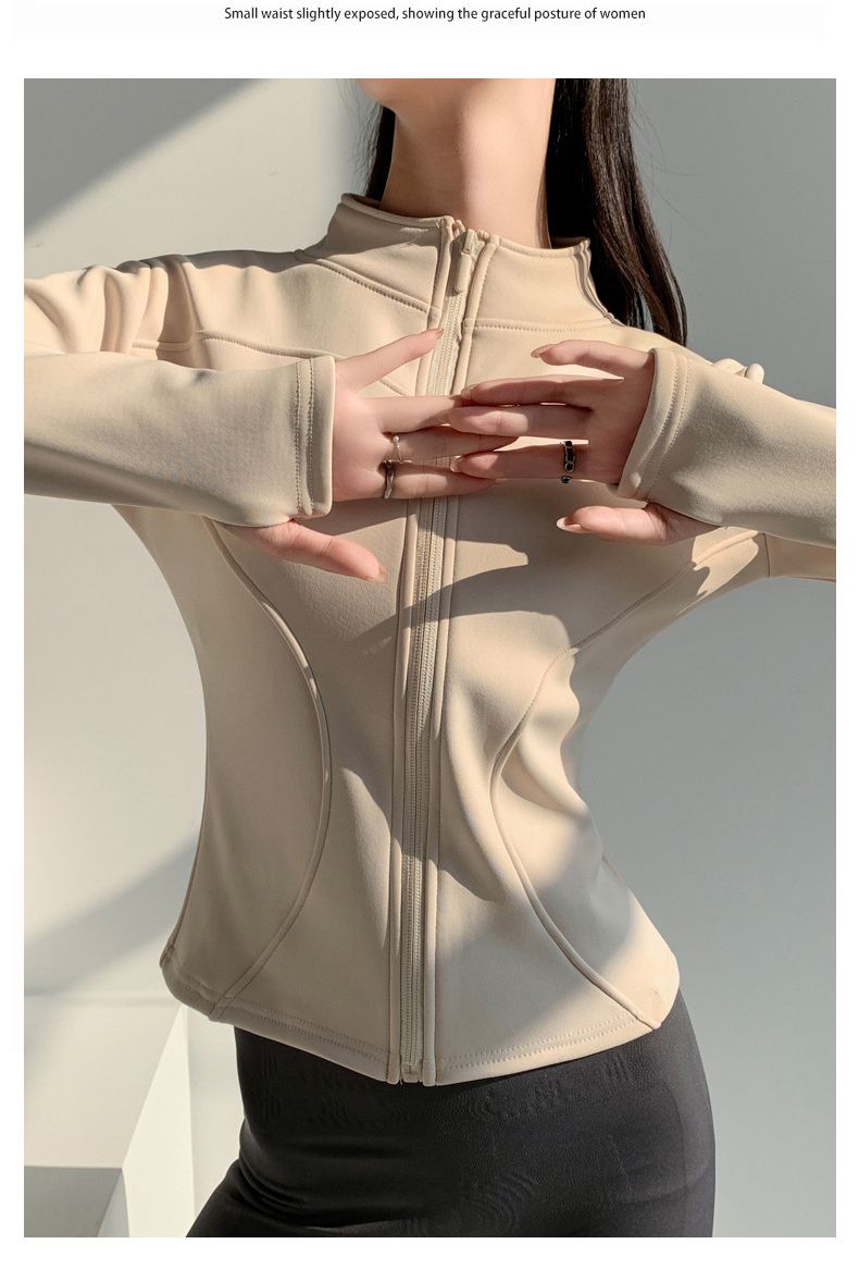 K Women's Yoga Jacket With Zipper And Long Sleeves For Running, Sports, Cycling, And Fitness; Slim-fit And Warm._voghion.com