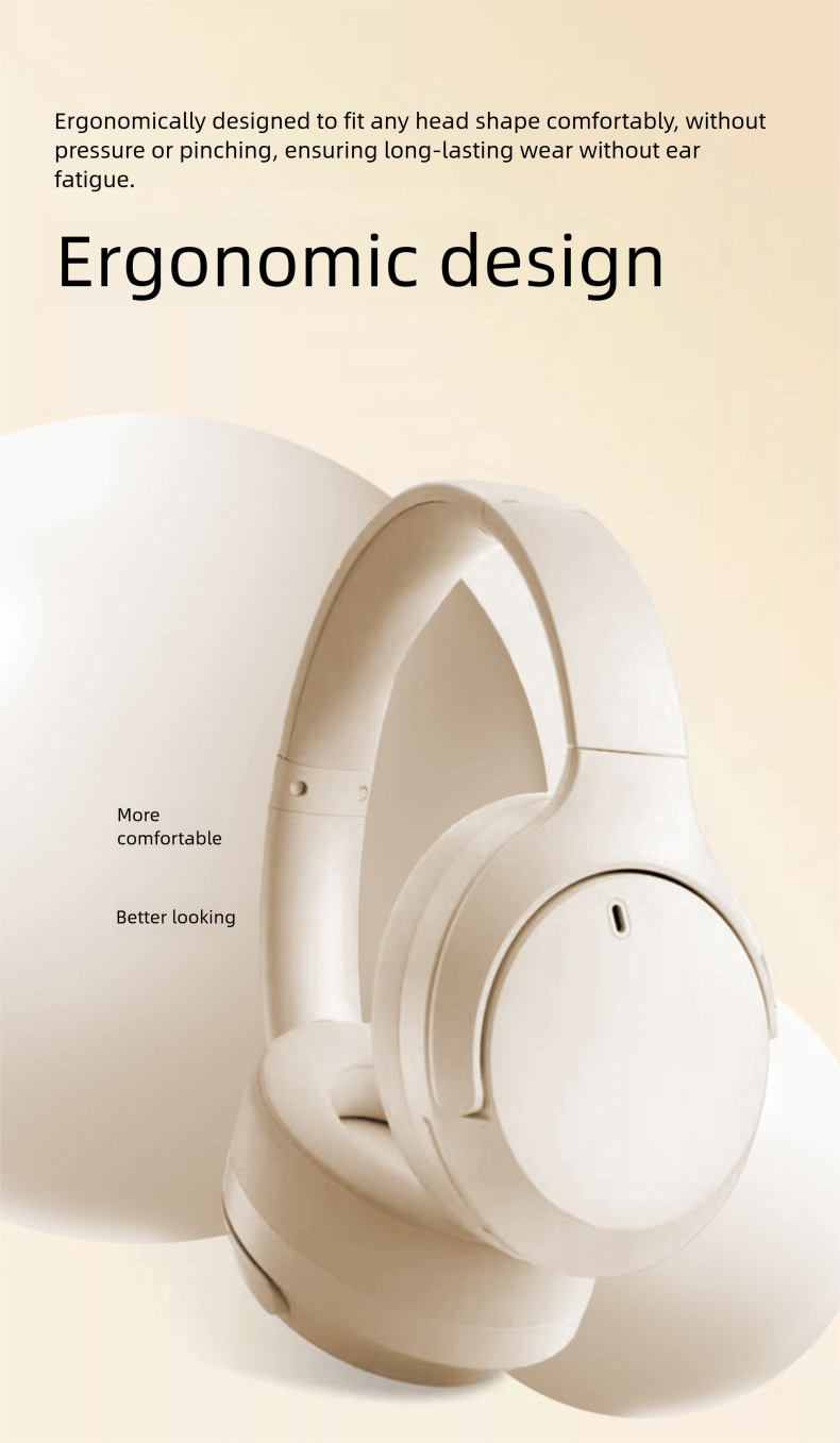 D5 Over-Ear Wireless Nuove Cuffie Bluetooth con ANC e Cancellazione del Rumore, Batteria a Lunga Durata, Gaming, Bassa Latenza_voghion.com