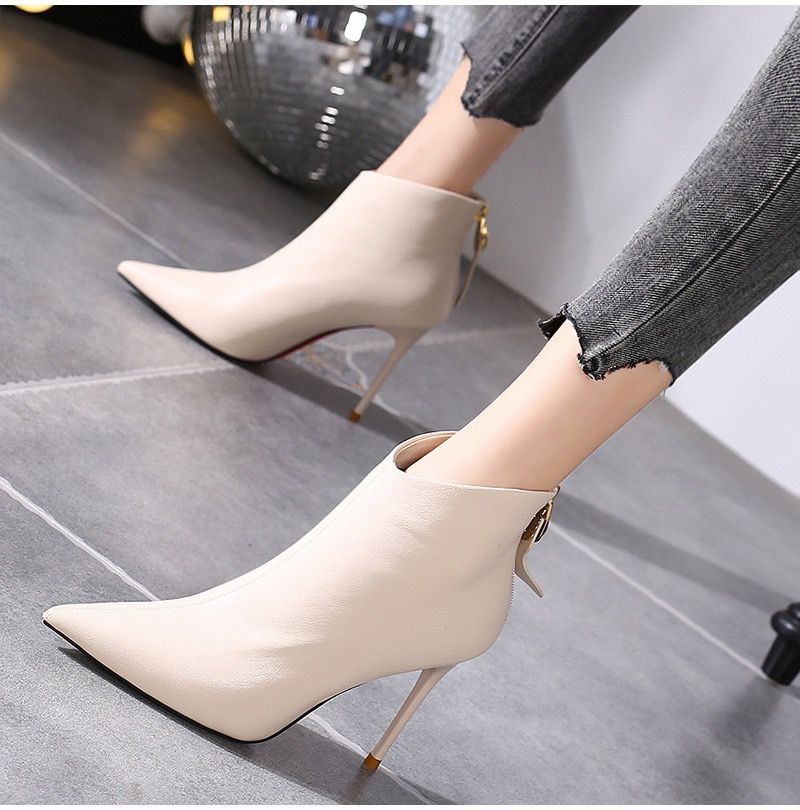 With Skirt Black Booties Women's Autumn Pointed-Toe Skinny 2025 Fall And Winter New Arrival Stiletto Heel High Heels_voghion.com