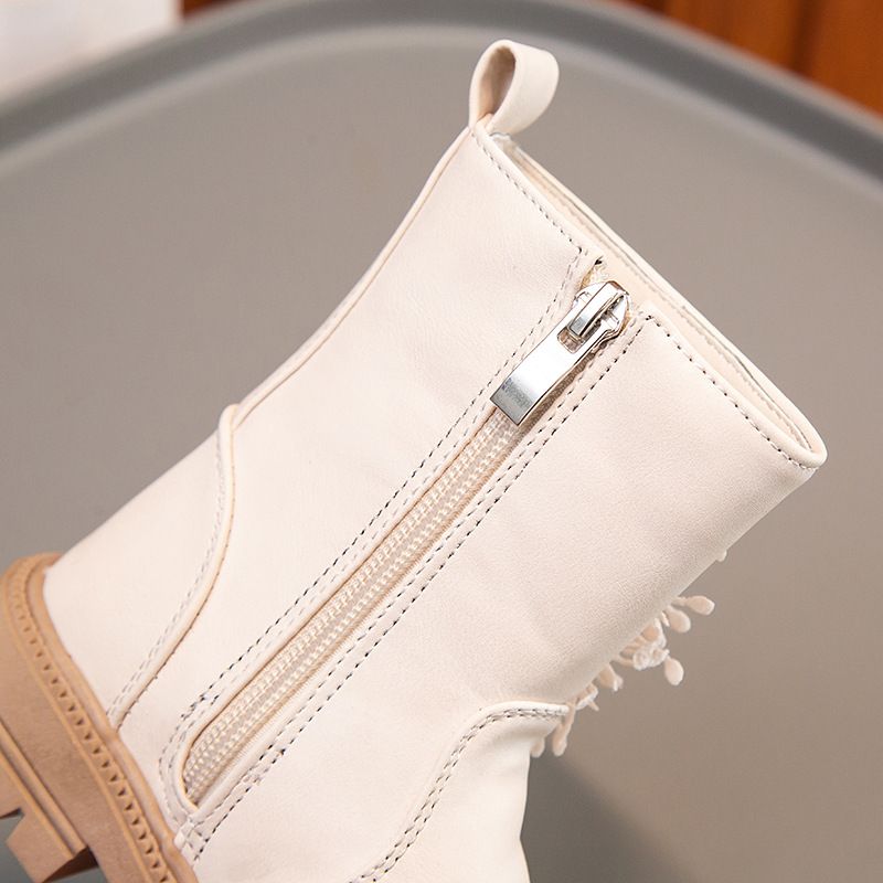 Mädchenschuhe, Lederkinderblume, 2024 Herbst und Winter neue Single Princess-Mittelsohlenstiefel, Martin-Stiefel_voghion.com